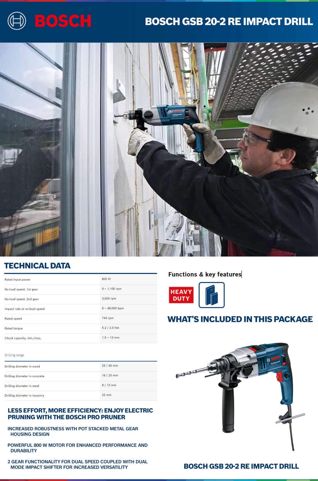 Bosch GSB 20-2 RE Impact Drill - Power Tool/Home Improvement | Shopee ...