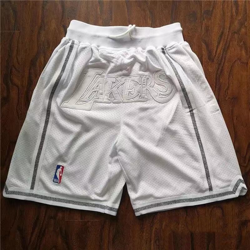 men's shorts White Lakers justdon retro basketball pants James jersey ...