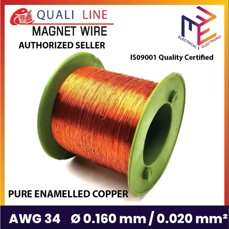 Qualiline 500 grams Wire AWG 34 0.160 mm PURE Enameled Copper