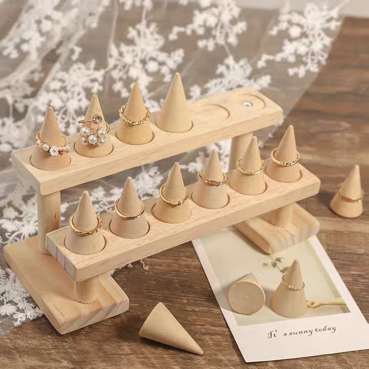 Ready Stock+Fast Shipping Simple Solid Wood Step Ring Display Stand ...