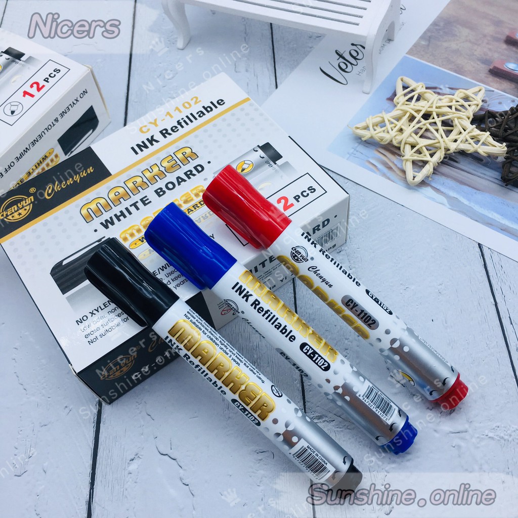12pcs CY1102 white board marker INK REFILLABLE Shopee Philippines