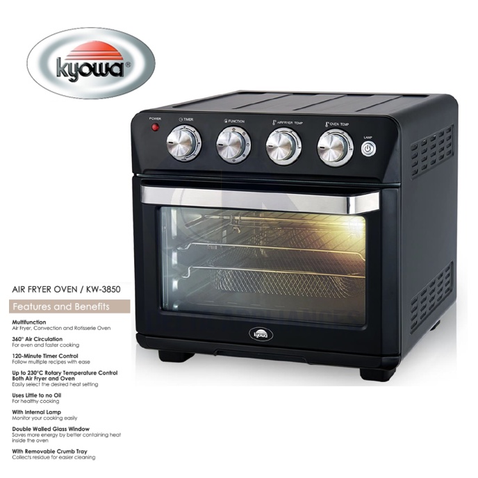 Kyowa Air Fryer Oven 24L KW3850/KW3860 (Black/Stainless) Shopee