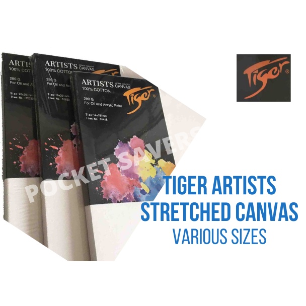 TIGER Stretched Canvas (Various Sizes, For Oil, Watercolor, Acrylic ...