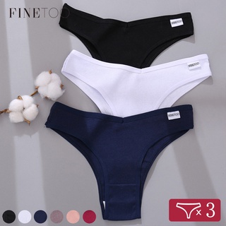FINETOO 3PCS/Set M-XXL Panties Women Cotton Lingerie Woman