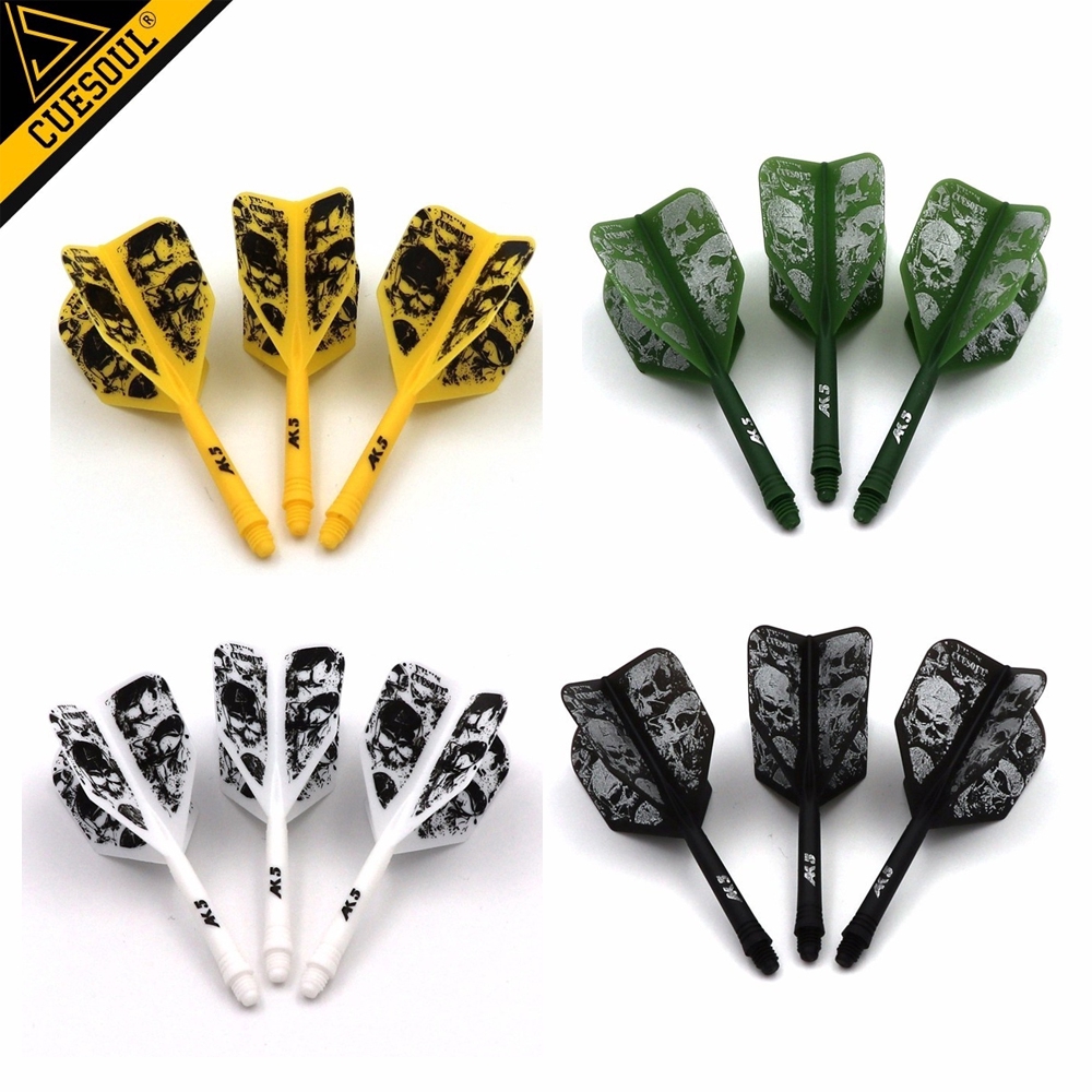 CUESOUL ROST Set Di 3 Aste E Alette Integrate Per Freccette, Medie 28 Mm, Pattern Teschio, Regalo