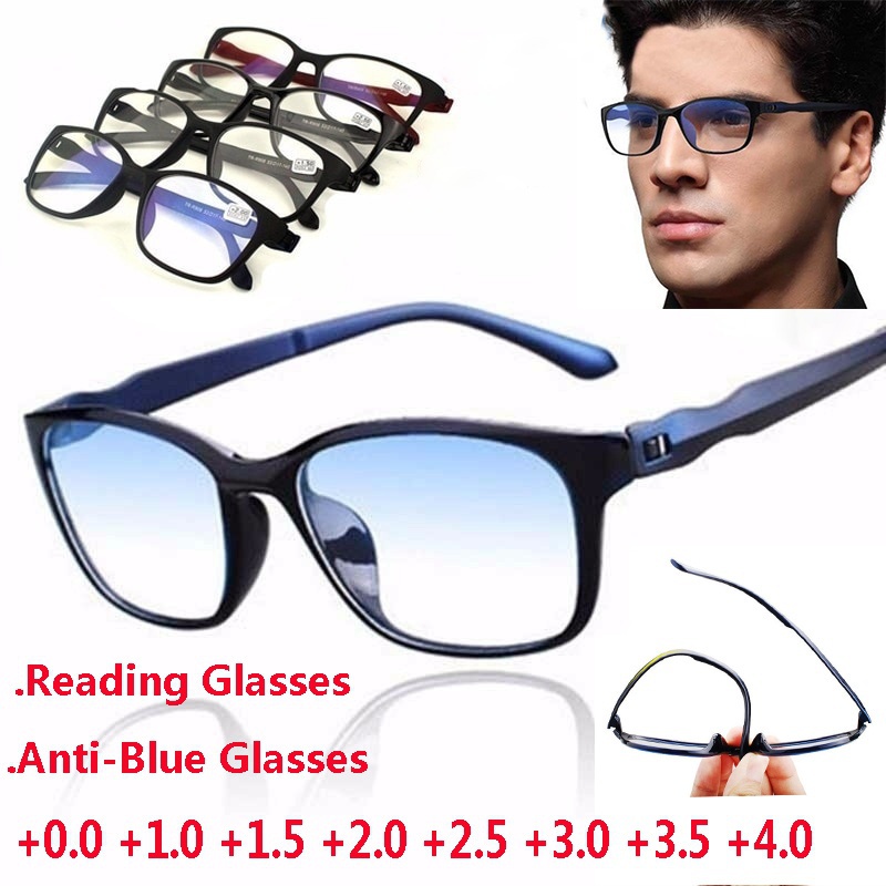 Blue Light Blocking Reading Glasses Men Women Presbyopia Eyeglasses Antifatigue Computer Tr90 4819