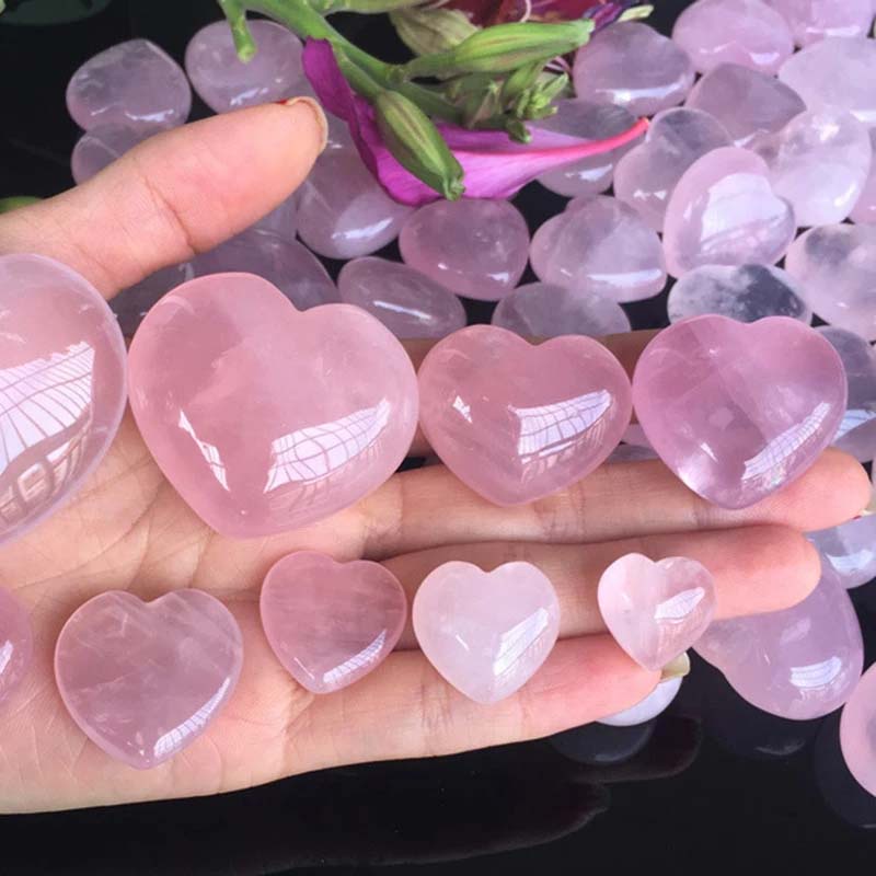 Pink Rose Quartz Heart Palm Stone, For Healing at Rs 1800/kg in