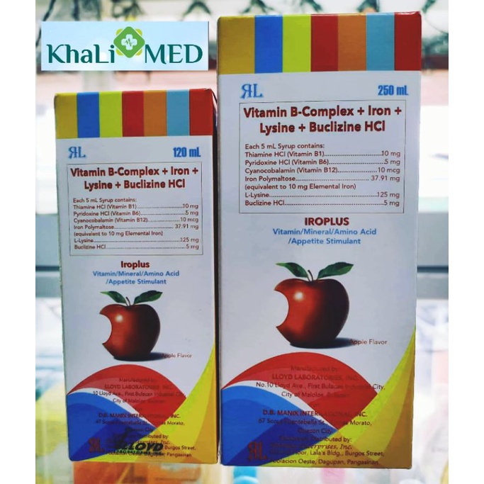 IROPLUS VITAMIN B-COMPLEX LYSINE +BUCLIZINE HCI 120ml / 250ml | Shopee ...