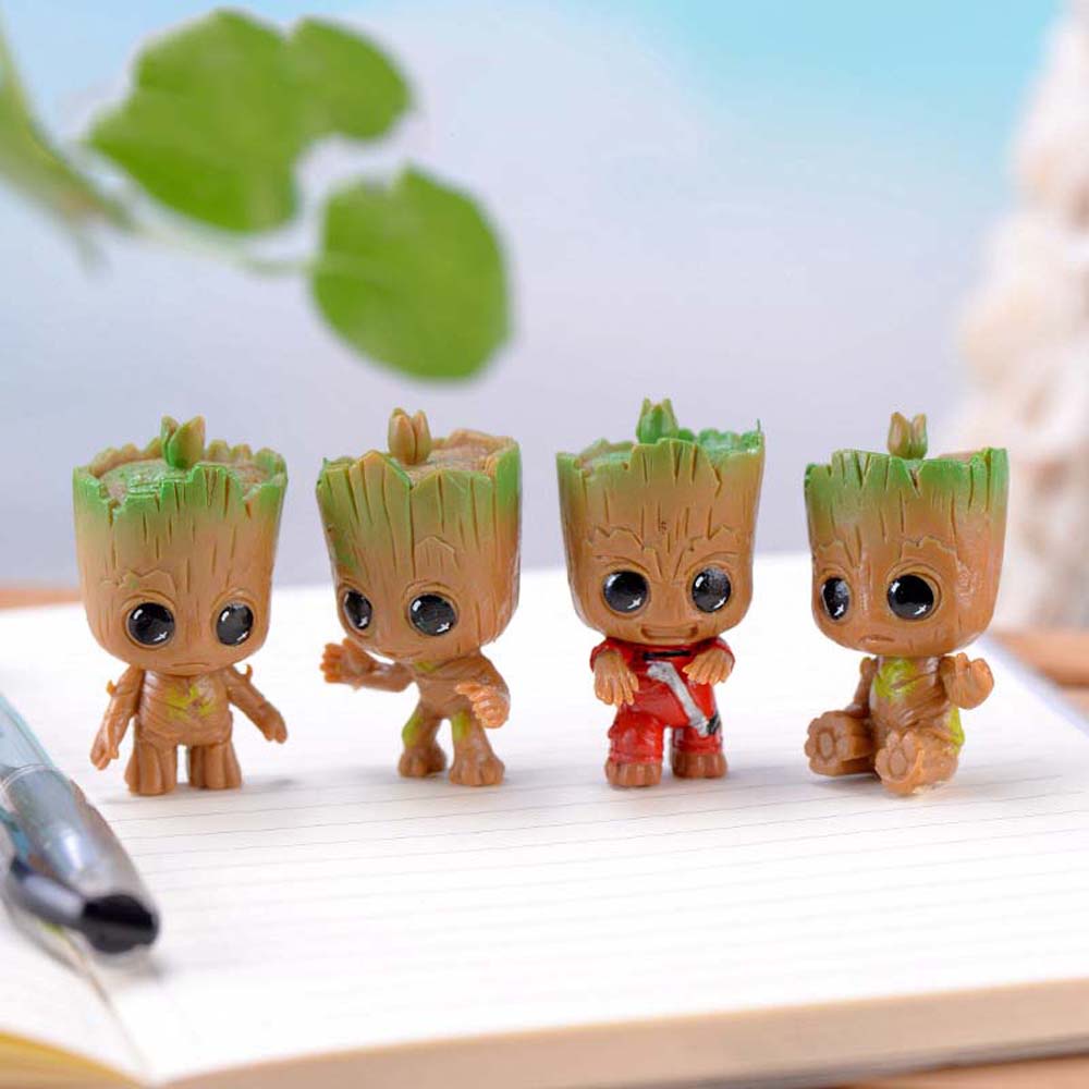 LILYES Cute Groot Figure Tiny Figure Toys Tree Man Groot Mini Groot Interior Accessories Collectible Model 4pcs set for Gifts for Kids Action Figure Shopee Philippines