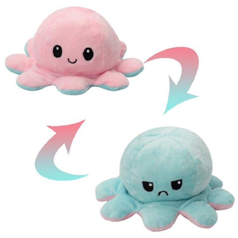 Reversible Flip Stuffed Octopus Plush Doll Soft Simulation Reversible ...