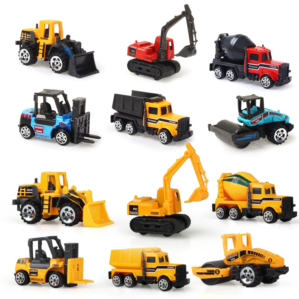 12 Types Diecast Cars Model Toys Vehicle Construction Engineering Dump  Truck Loading Car Kids Toys Christmas Gifts