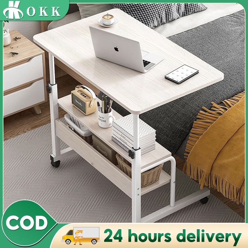 Adjustable Bedside Laptop Table Computer Table with Wheel | Shopee ...