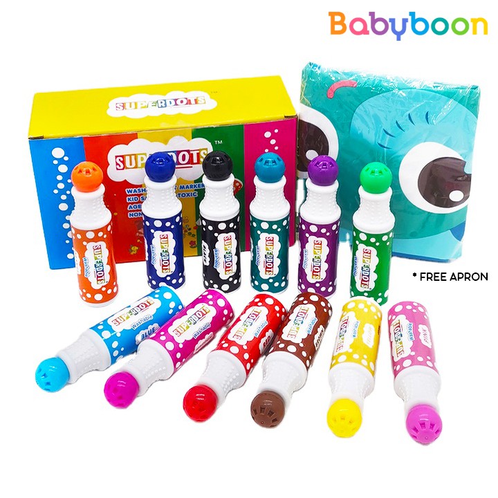 SUPERDOTS 12 colors Small Dot Marker/Dauber Markers Kid-safe, Non-Toxic ...