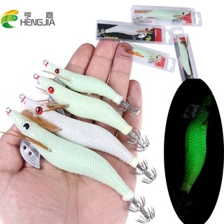 Glow Squid Jigs Saltwater Fishing Lures 10pcs Shrimp Prawn Lures Luminous for Cuttlefish Octopus Fishing Lures Kit, Size: 2.5, Random Color,2.5 inch