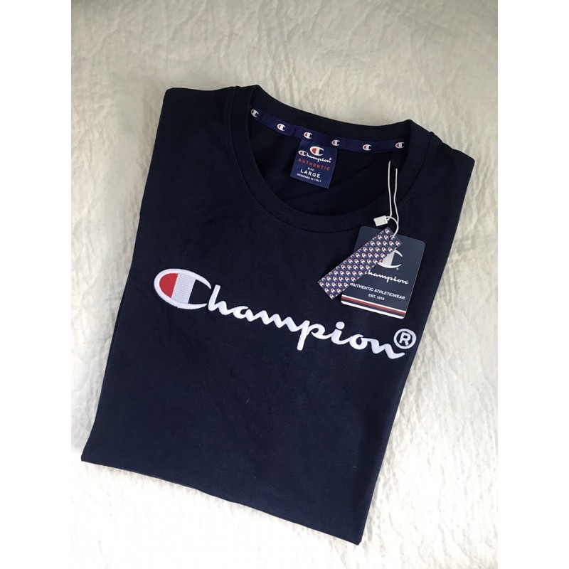 Champion navy blue clearance shirt