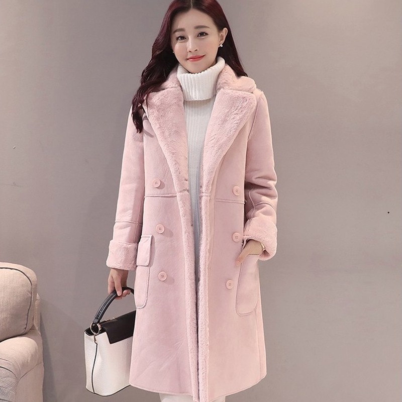 Women Suede Winter Coat Faux Sheepskin Long Jacket Overcoat Female Trench Coats Shopee Philippines