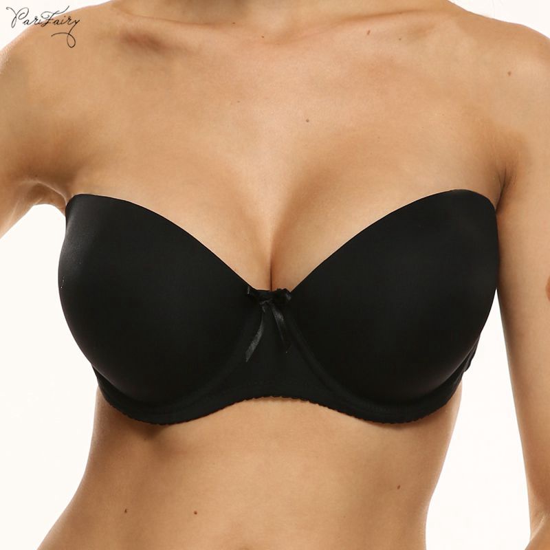 Parifairy Black Beige 38c 40c 42c 44c Strapless Bra With Wire Padded