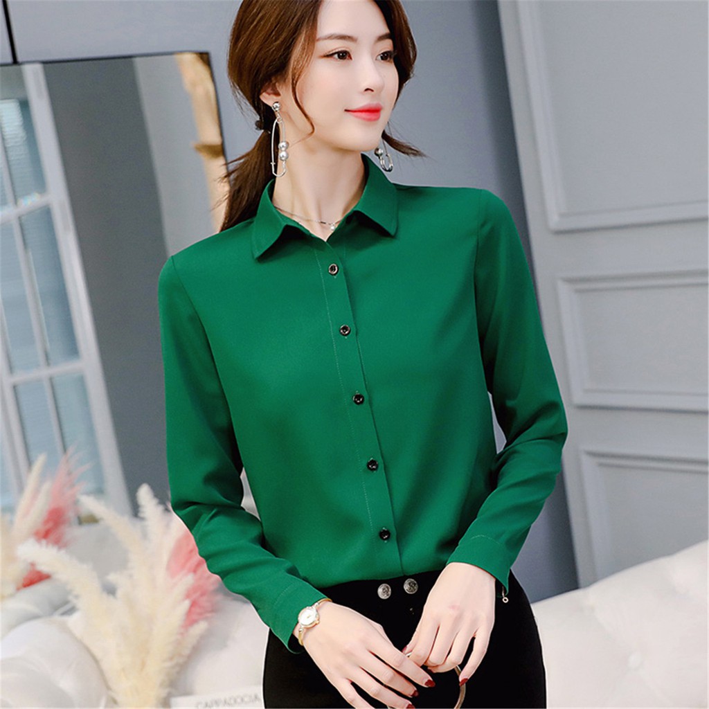 Women Long Sleeve Blouses Female Tops Office Ladies OL Work Blouse ...