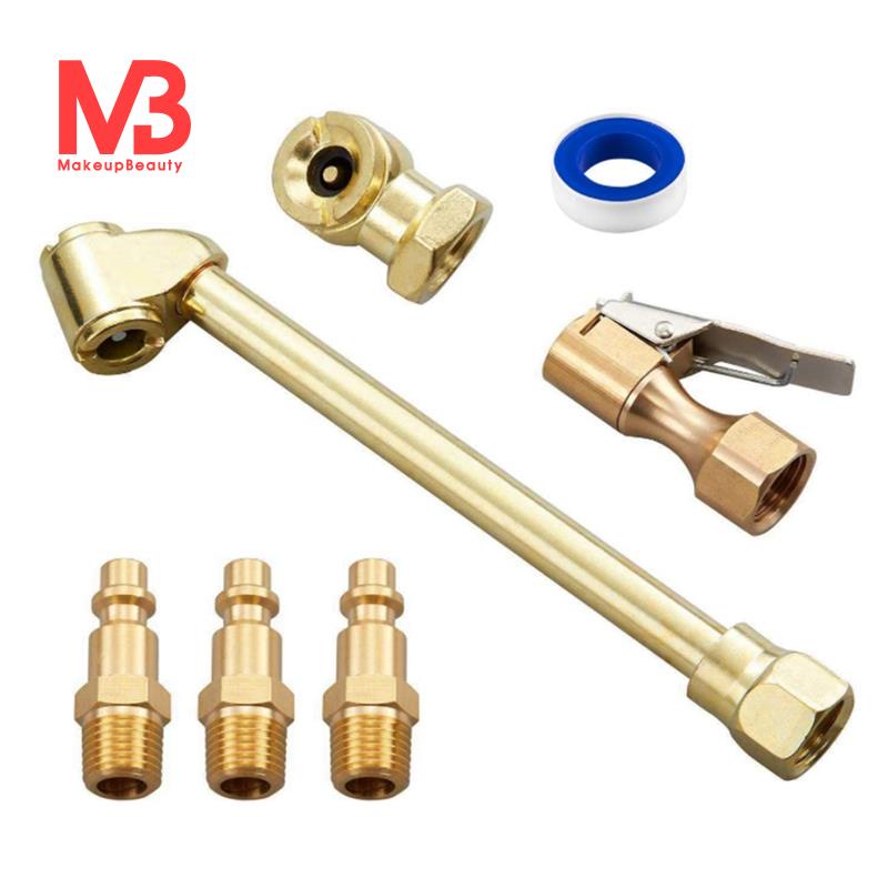 6PCS Brass Air Chuck Set,1/4 Inch Closed Ball Air Chuck & Female NPT