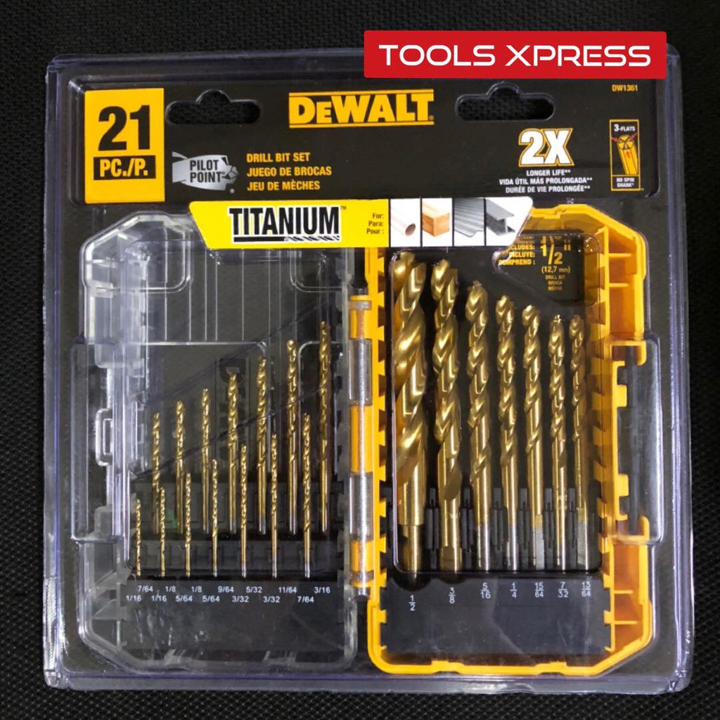 DeWALT DW1361 TITANIUM Drill Bit Set 21 pcs | Shopee Philippines