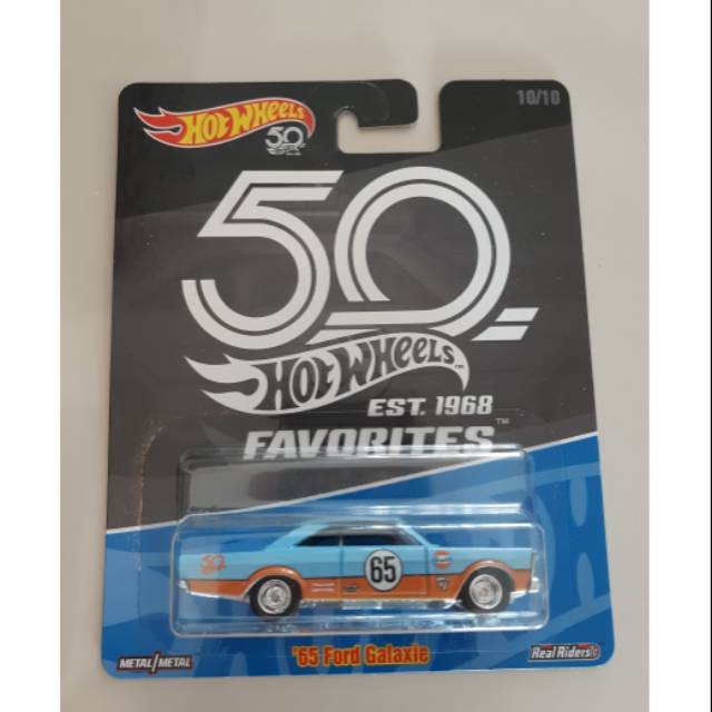 Metal Base Rubber Tires Hot Wheels Design Orange Blue 65 Ford Galaxie 50th Anniversary Favorites 0353