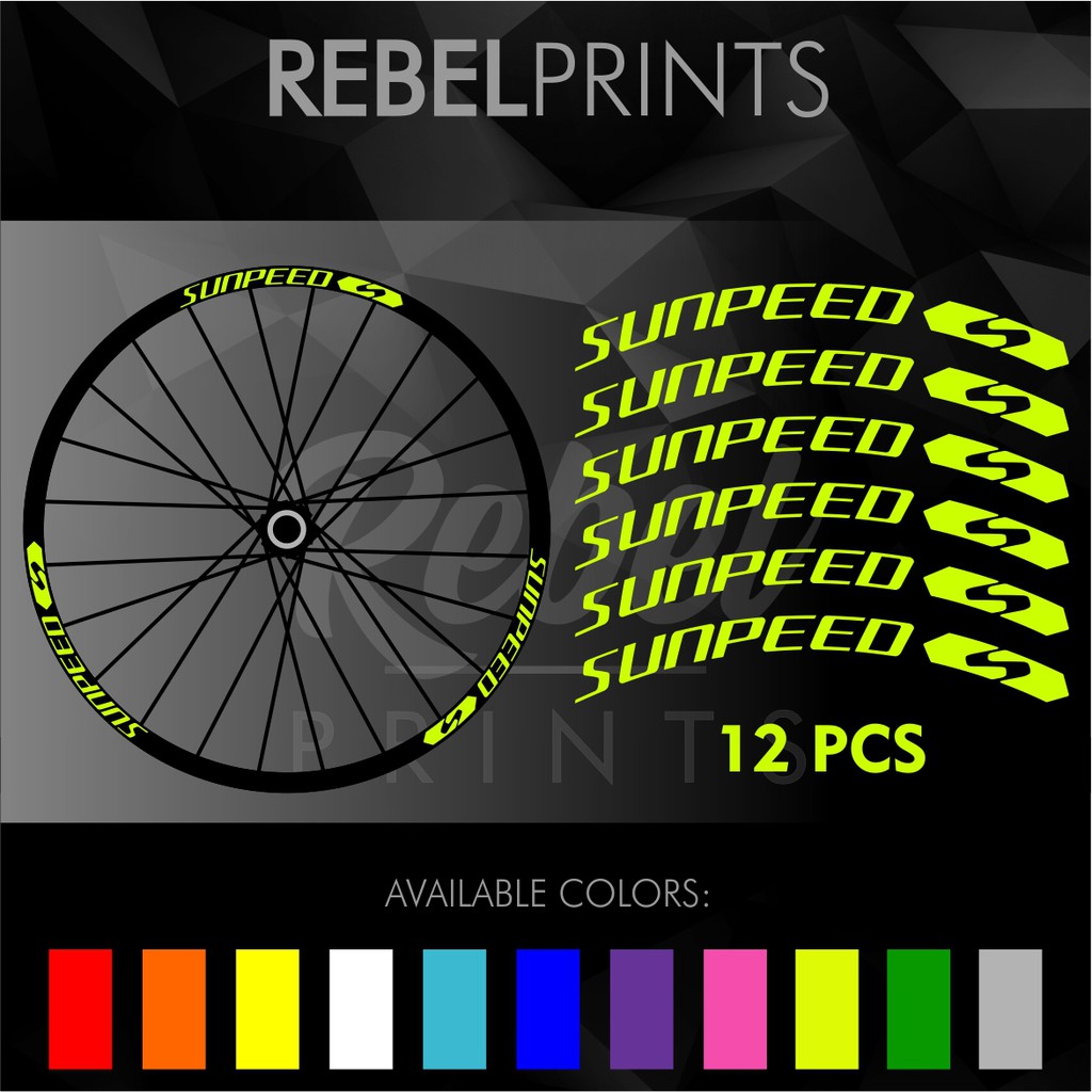 SUNPEED (12 pcs) Wheel Rim Stickers for Mountain Bikes and Road Bikes Shopee Philippines