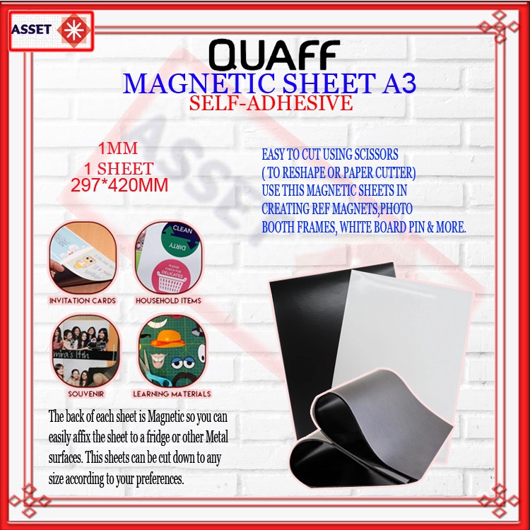 QUAFF Sheet A3 Size Plain and with Adhesive for DIY Ref