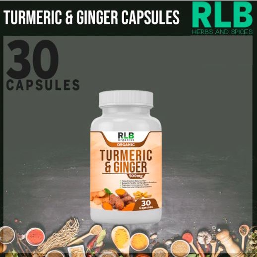 Organic Pure Natural Turmeric and Ginger Capsules (30, 60, 100 Capsules
