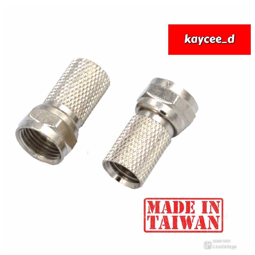 Taiwan Rg F Type Twist On Coaxial Cable Rf Connector Adapter Plug Silver Ch Shopee