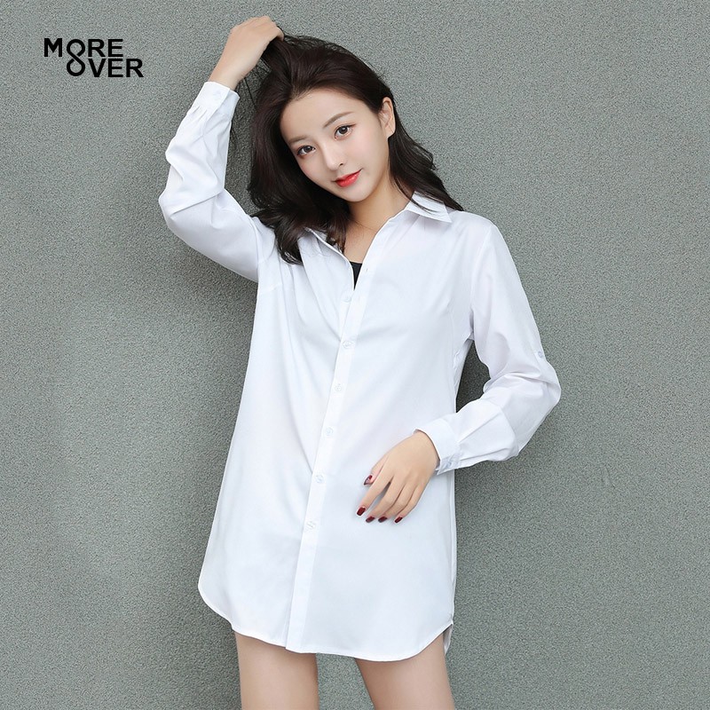 White Long Sleeve Oversized Chiffon Shirt