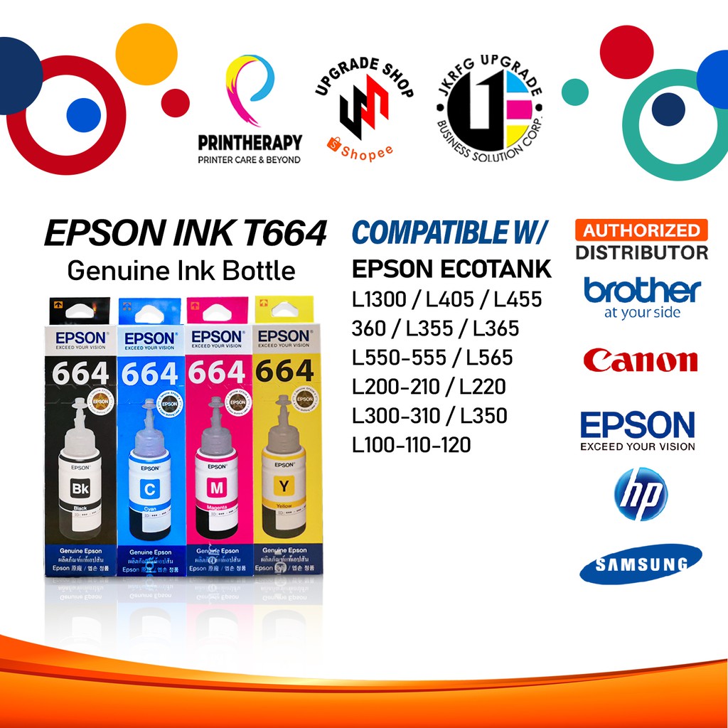 Epson T664 70ml Genuine Dye Ink Bottle C13t664100 C13t664200 C13t664300 C13t664400 Shopee 4969