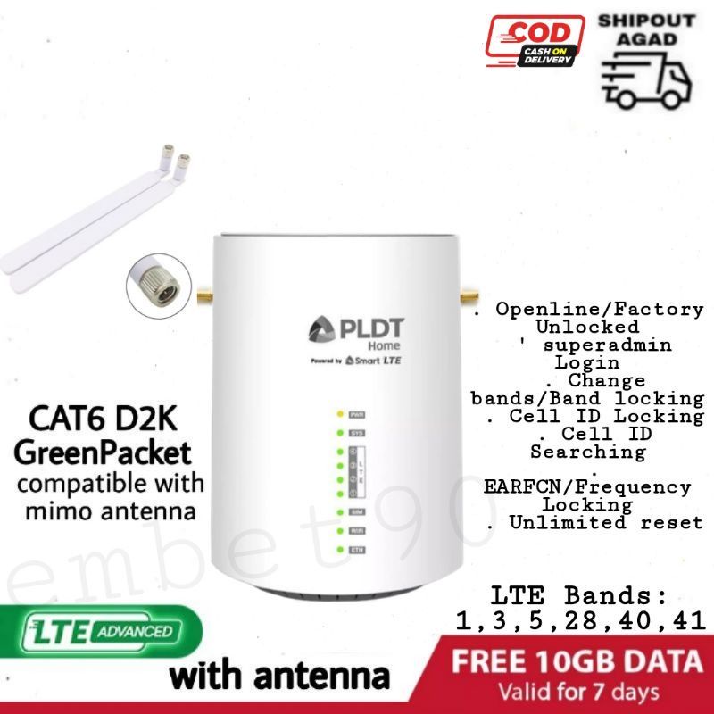 Pldt Home Prepaid Wifi Openline LTE Advanced Cat6 D2k Greenpacket with