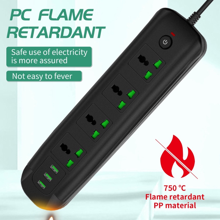 Tb-T93 3000w Universal Power Extension Power Strip 4 Sockets 3 Usb ...