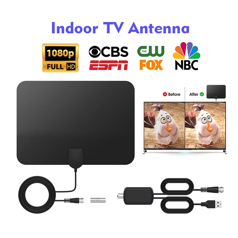 TV Antenna HD Digital TV Antennas TV Aerial 1080P HDTV Flat DTV Box
