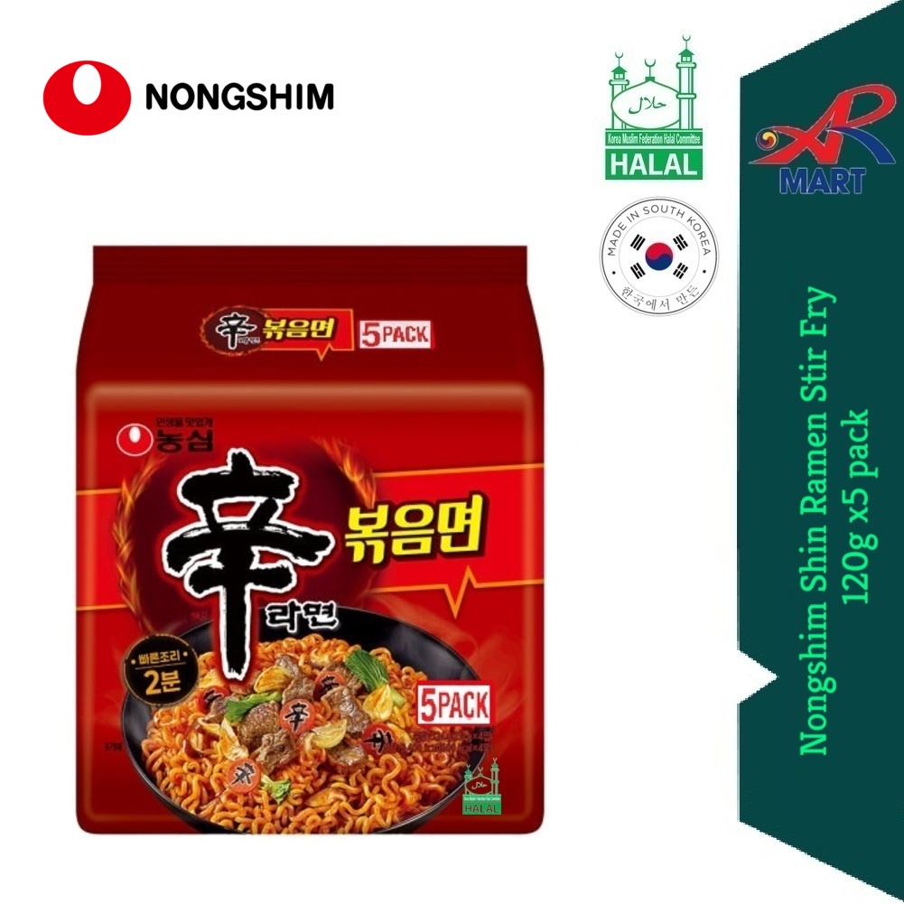 EXP 5 /2025 Halal Korea Nongshim Shin Ramen Stir Fry韩国农心炒 (120g x 5pcs ...
