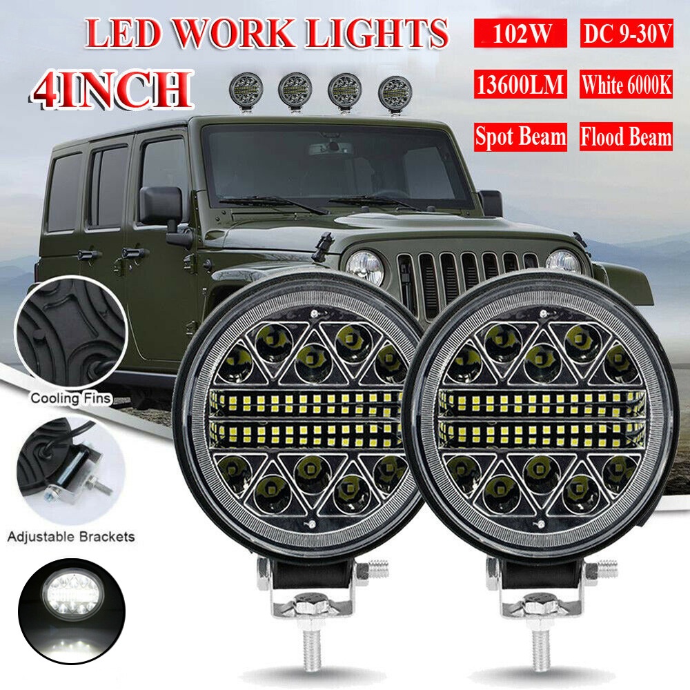 thumbnail image 2 of BUNKER INDUST 2 Pack 4 Inch LED Light Pods - Round Tractor Work Lights Spot Flood 2 of 6