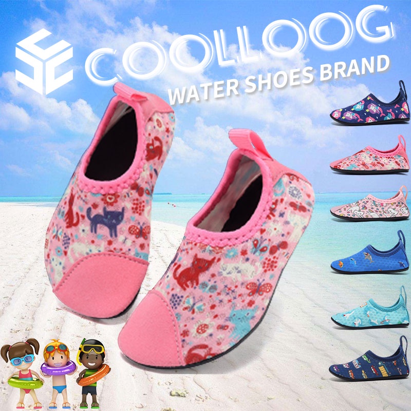 Kids Beach Shoes Toddler Kids Water Shoes Mermaid Powder Cat Blue Shark  Blue Bus Girl Boy