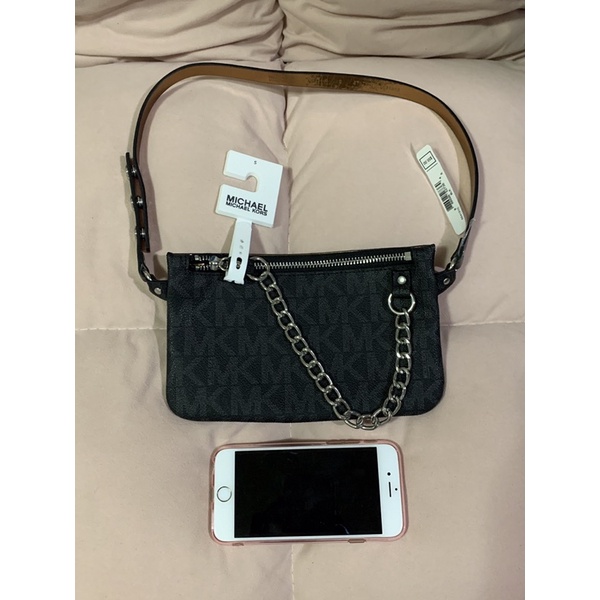 Michael kors belt bag with pull chain on sale black