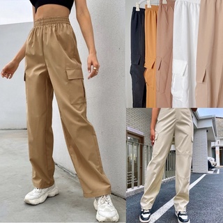 Unisex 6 Pocket Highwaist Cargo Pants Straightcut Pants Casual Baggy Pants  Women