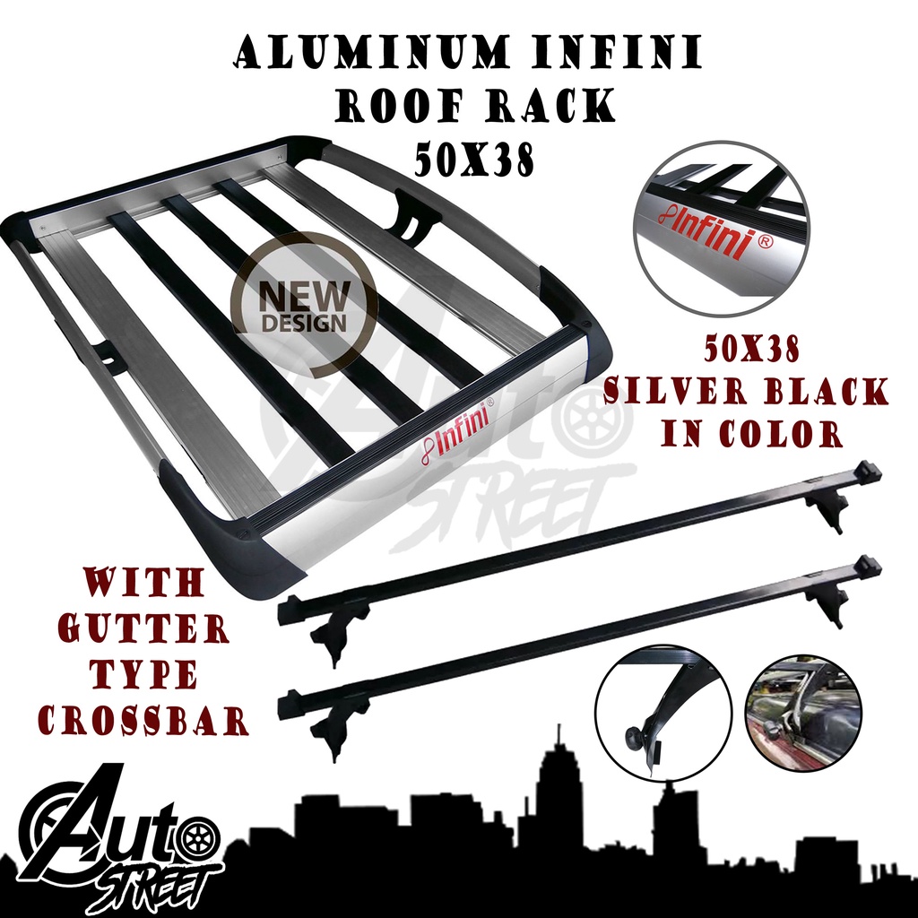 INFINI 50x38 Aluminum Roof Rack Carrier Basket (Silver/Black) with ...