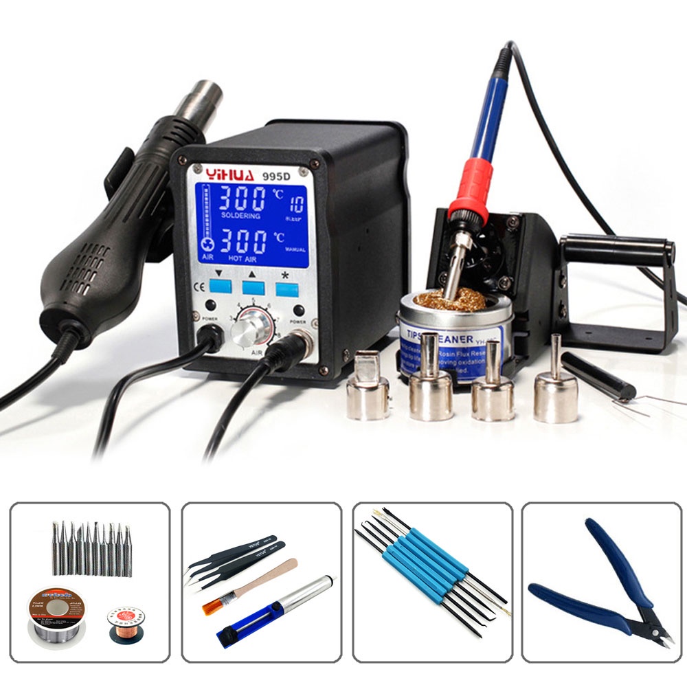 YIHUA 995D 2 in 1 SMD Rework Station With Soldering Iron Hot Air Rework