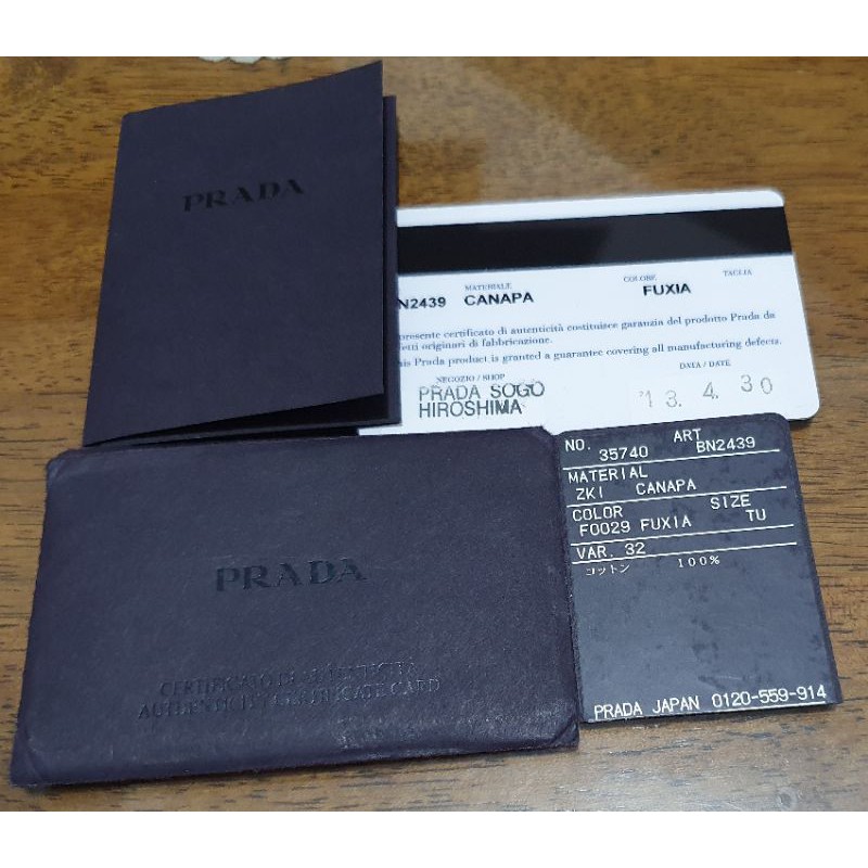 SOLD Original Prada Canapa With Auth Card