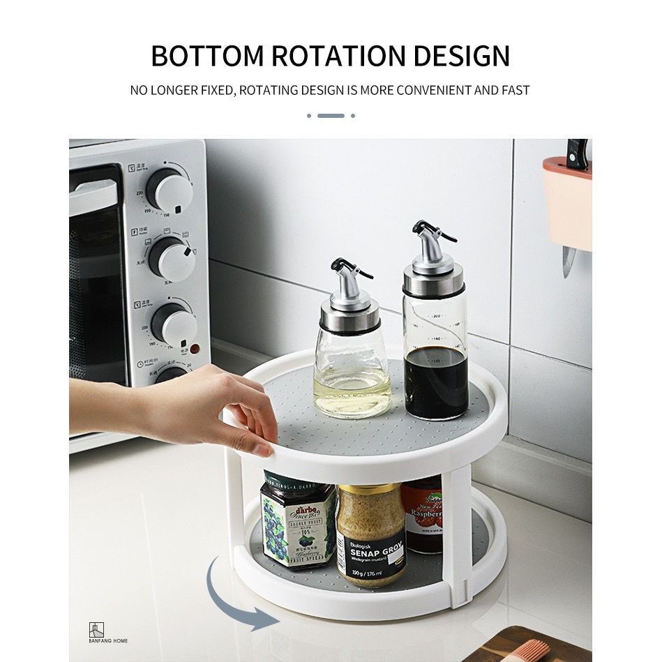Roundshape Spice Rack Pantry Cabinet Turntable with Wide Base Storage ...