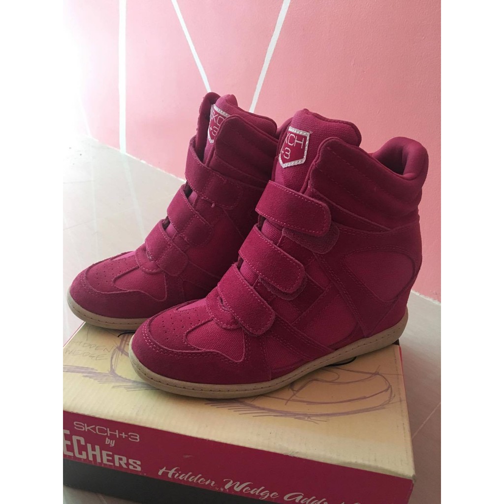 Skechers high top wedge sales sneakers