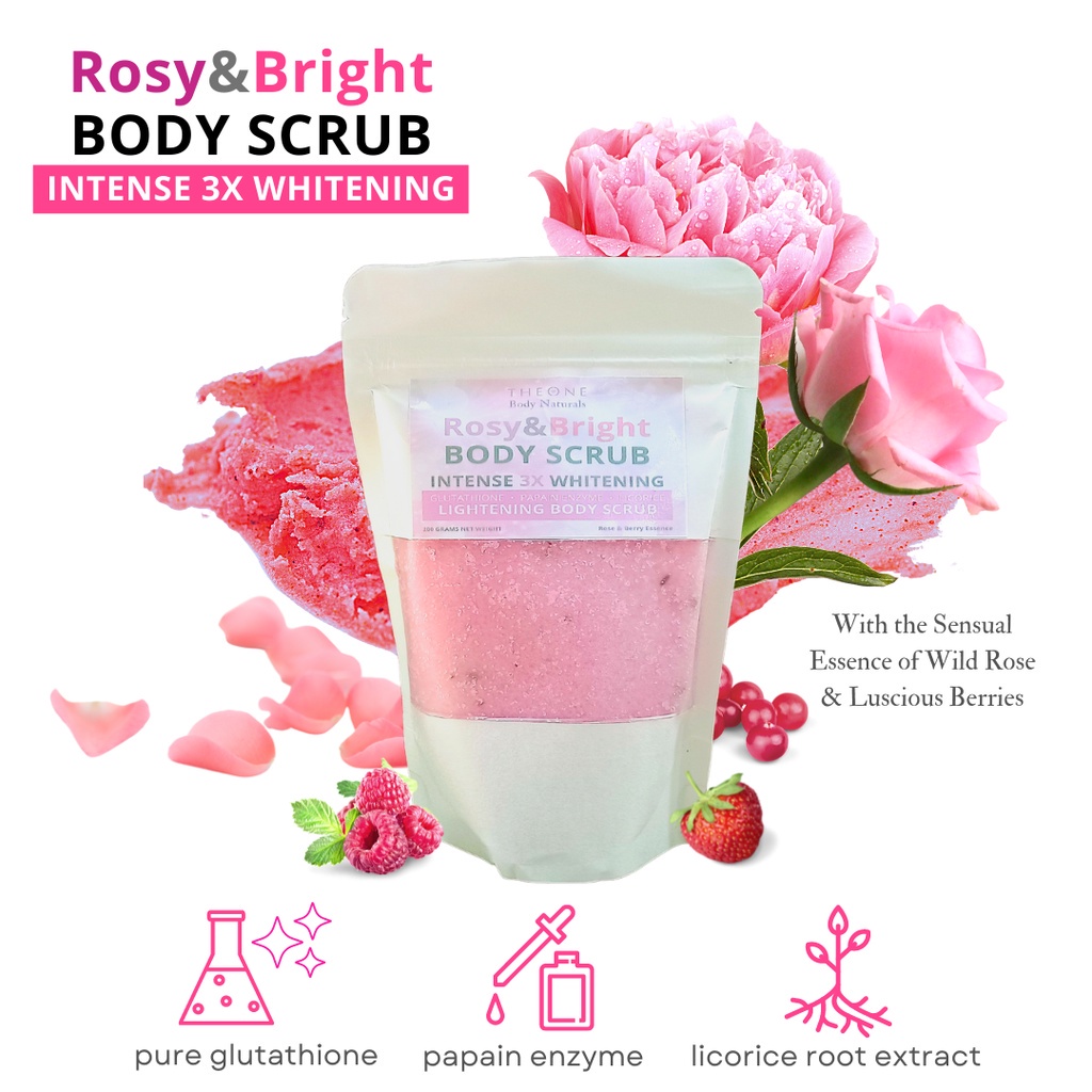 ♠ Rosy & Bright Whitening Body Scrub Lightening Bath Salt Scrub with