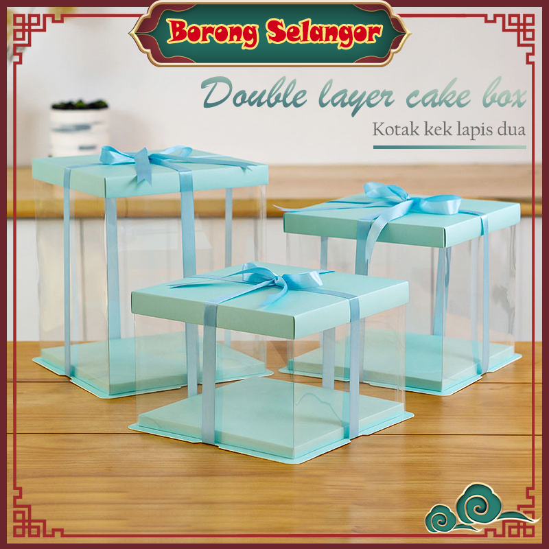 TWO tier Transparent cake box Without Ribbon cake box storage food box ...