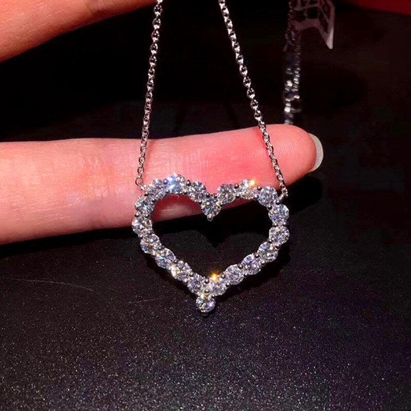 thumbnail image 2 of 14K White Gold Chainmail Heart Pendant 1.33ctw 2 of 14