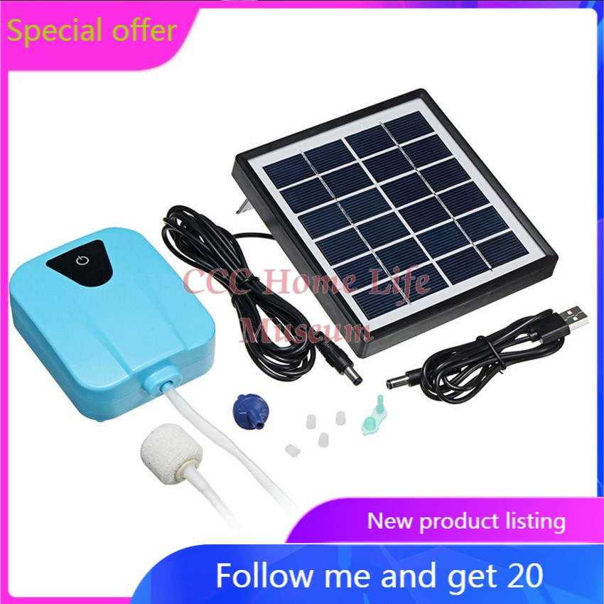 New 2L/min Solar Powered/DC Charging Oxygenator Water Oxygen Pump