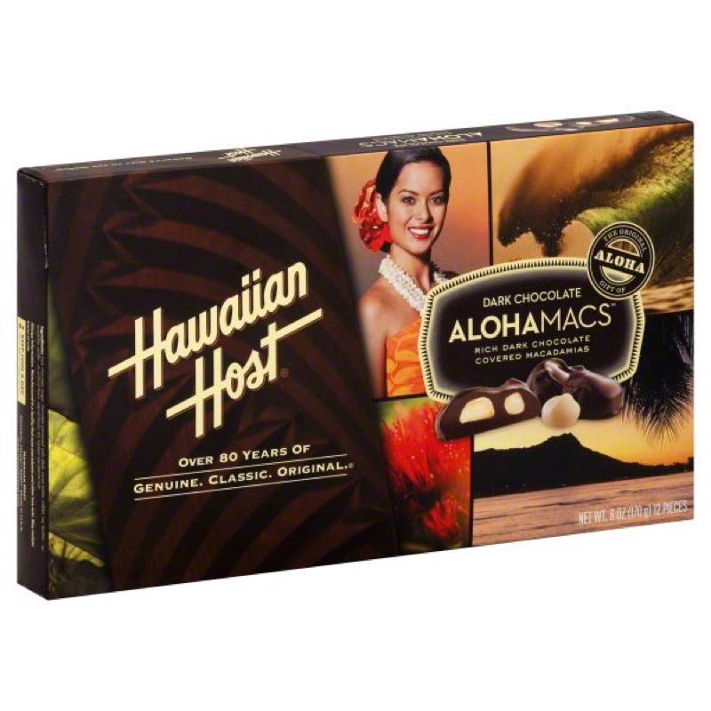 Hawaiian Host Dark Chocolate Alohamacs macadamia (12pcs) | Shopee ...