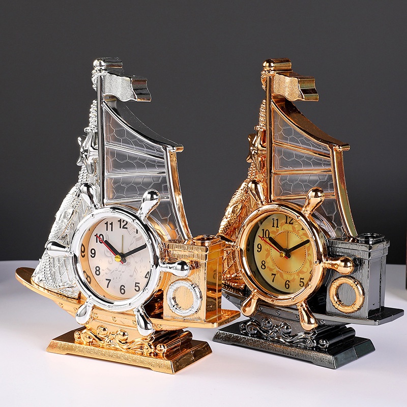 Retro One Sail Style Smooth Sailing Rudder Small Boat Plastic Clock ...